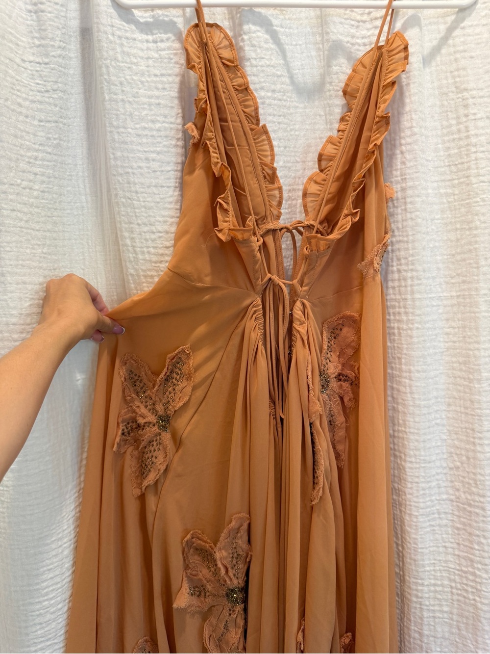 Free People Harlow Embellished Maxi Top High Low Dress - Orange - Size XL - Picture 9 of 13